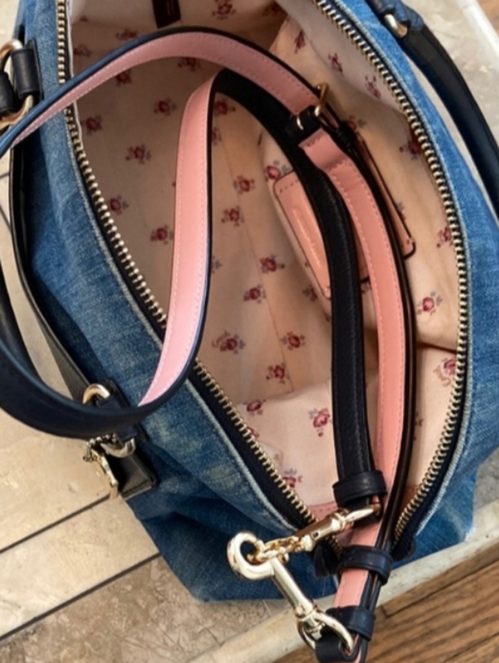 Coach Emma Blue Denim Satchel - Picture 10 of 10